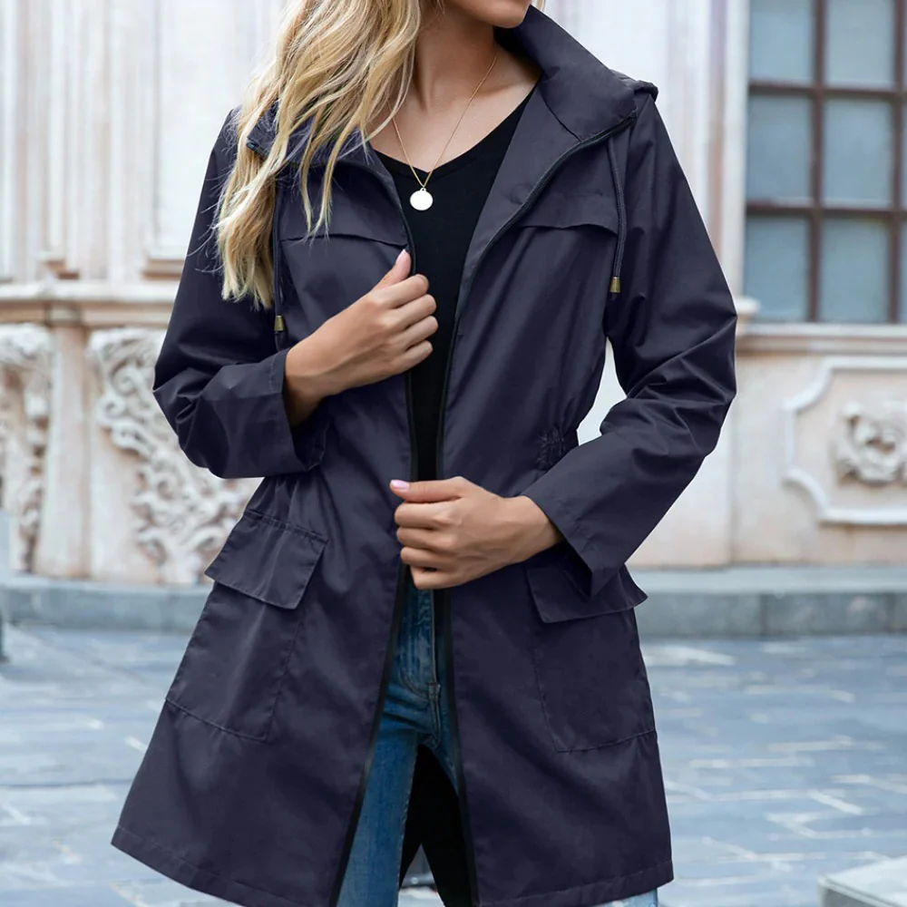 Stylish Zipper Trench Coat For Women - Image 6
