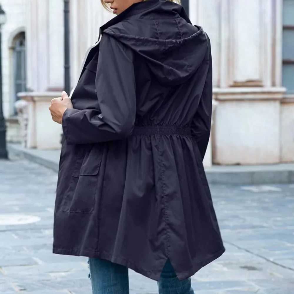 Stylish Zipper Trench Coat For Women - Image 7