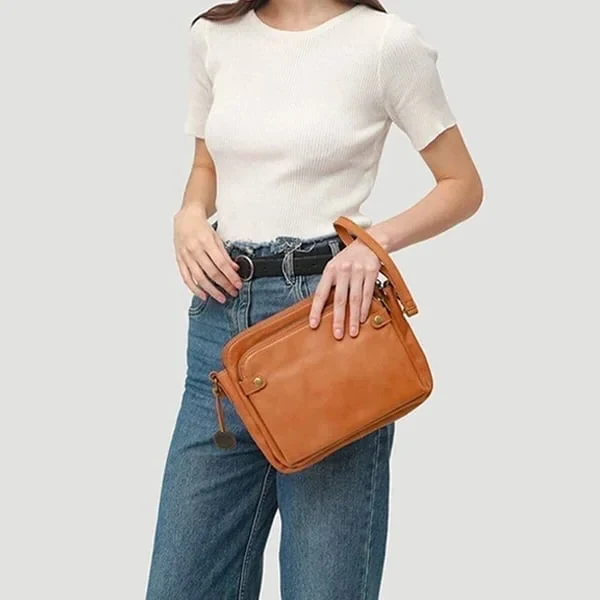 Three-Layer Crossbody Leather Shoulder Bag & Clutch - Image 3