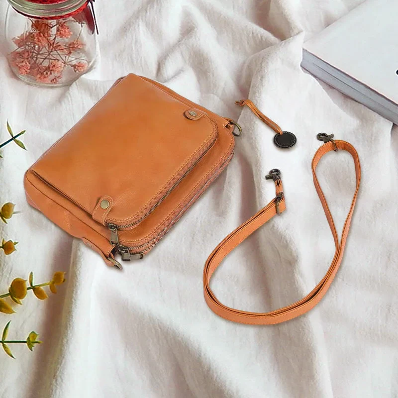 Three-Layer Crossbody Leather Shoulder Bag & Clutch - Image 7
