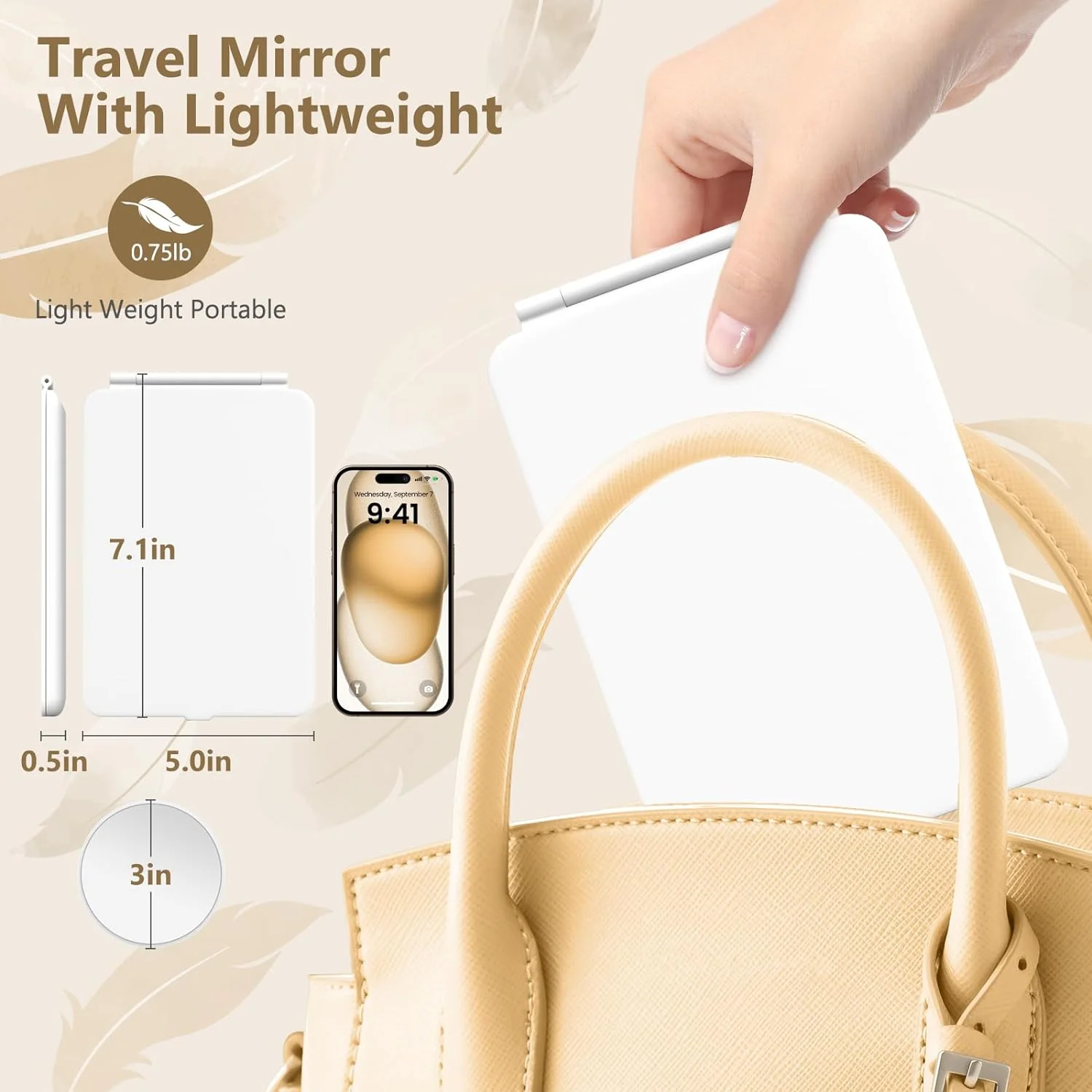 Travel Lighted Makeup Mirror With Magnification - Image 5