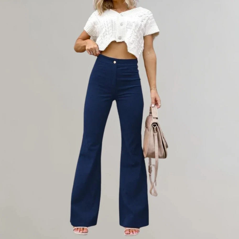 Trendy Corduroy Flared Trousers - Image 5