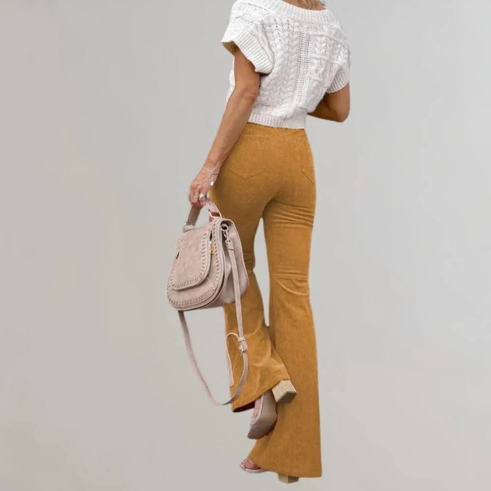 Trendy Corduroy Flared Trousers - Image 9