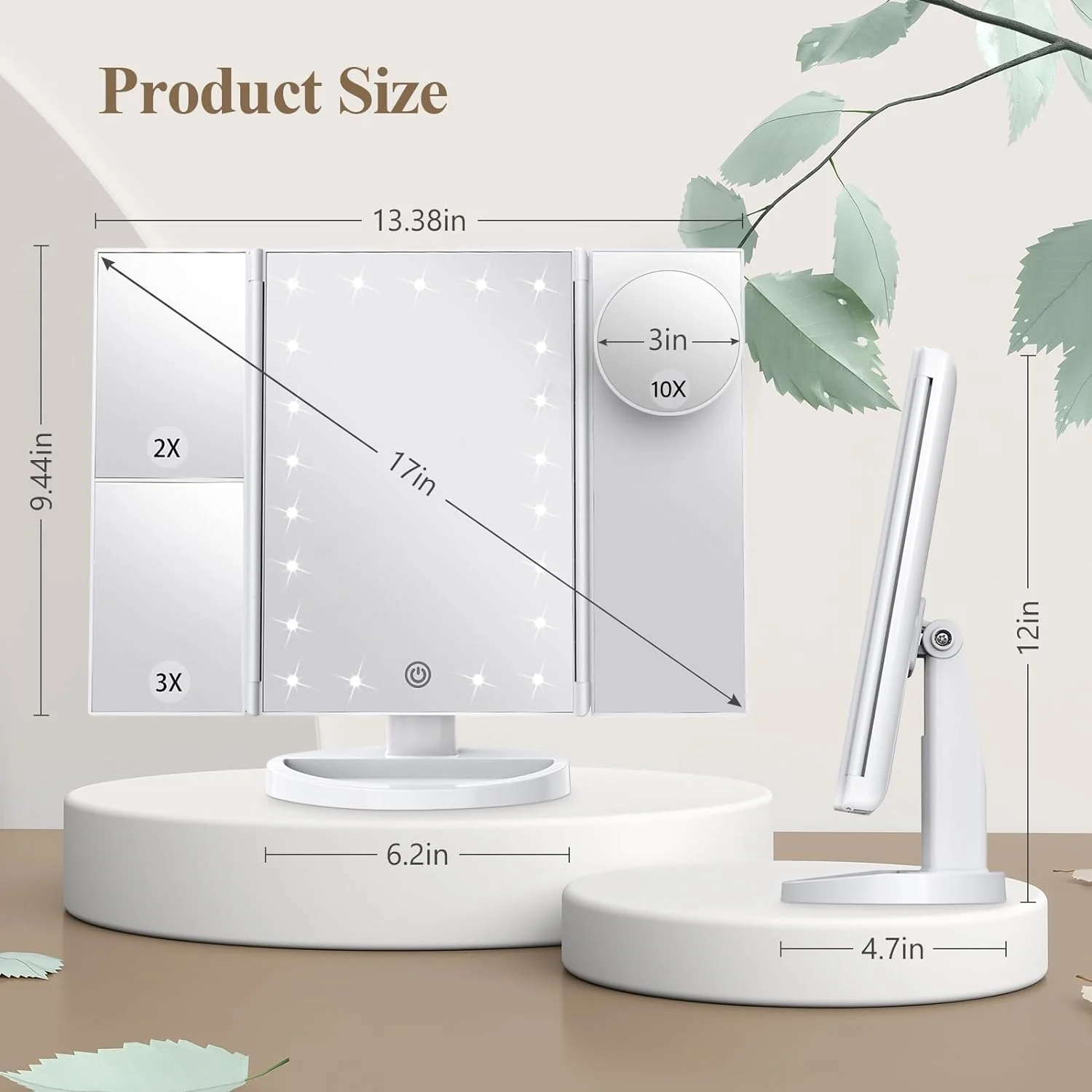 Tri-Fold Led Makeup Mirror With Light - Image 3
