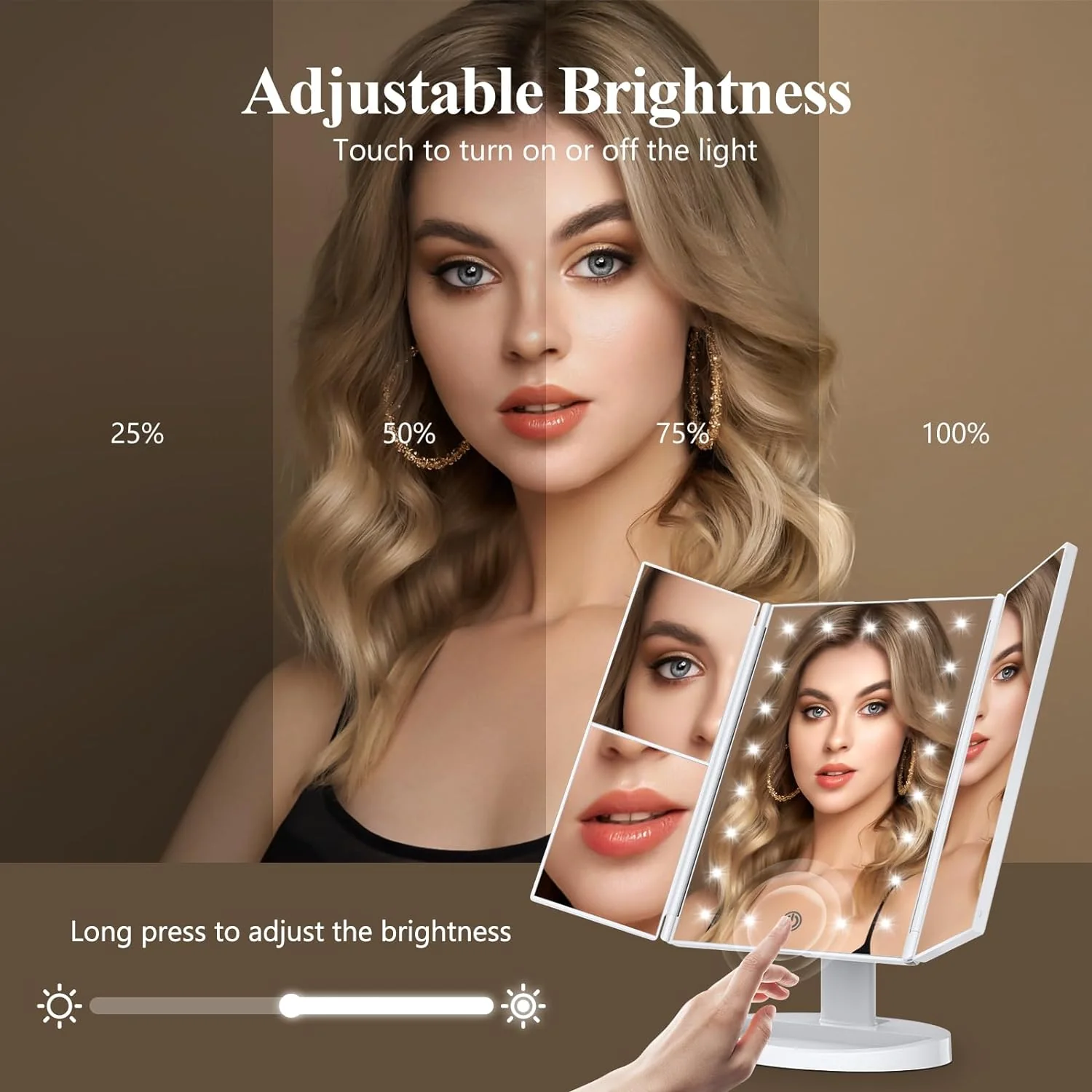 Tri-Fold Led Makeup Mirror With Light - Image 5