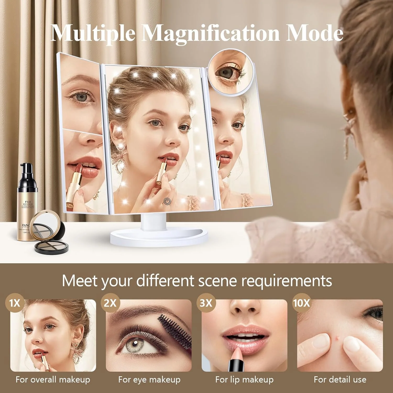 Tri-Fold Led Makeup Mirror With Light - Image 6
