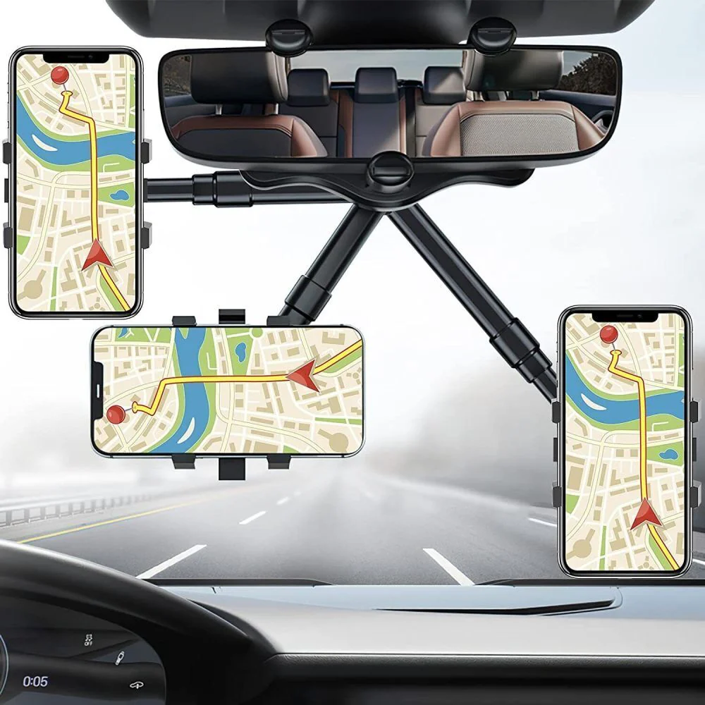 Universal Car Rearview Mirror Hands Free Phone Holder - Image 4