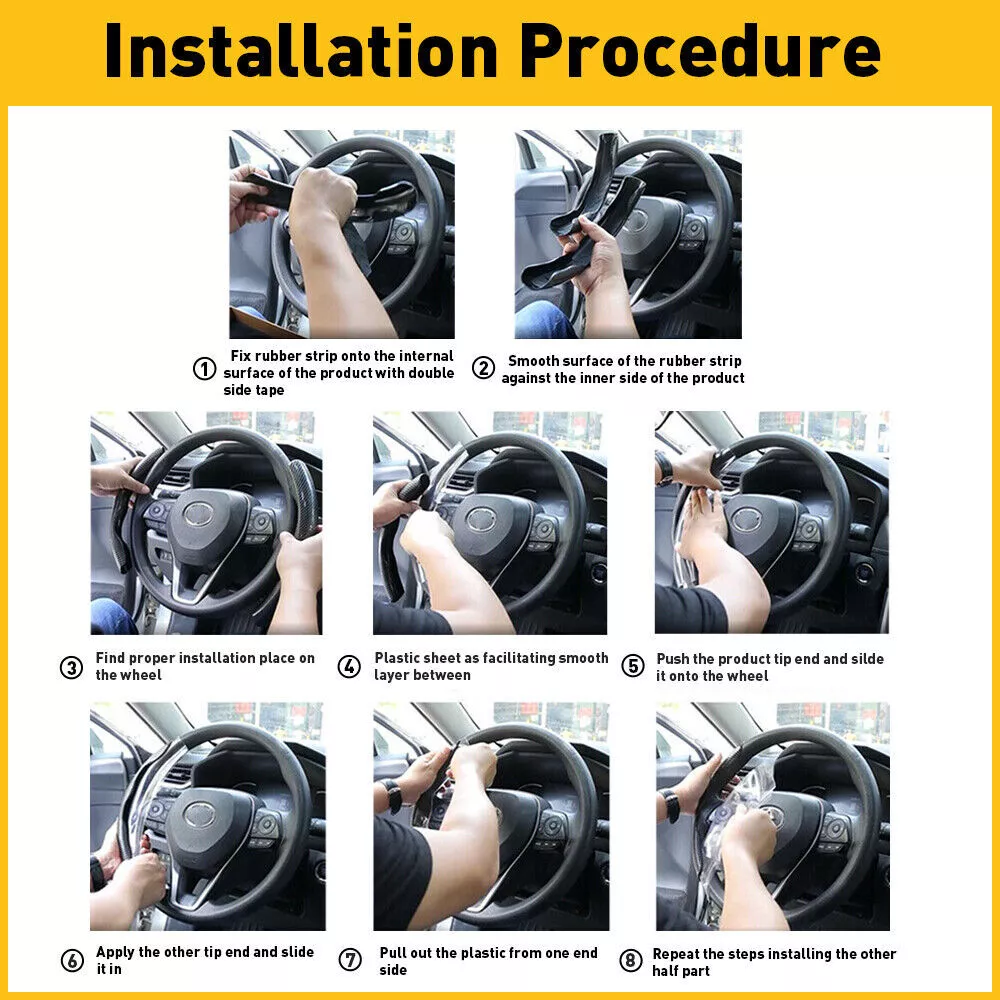Universal Carbon Fiber Snap-on Steering Wheel Cover - Image 3
