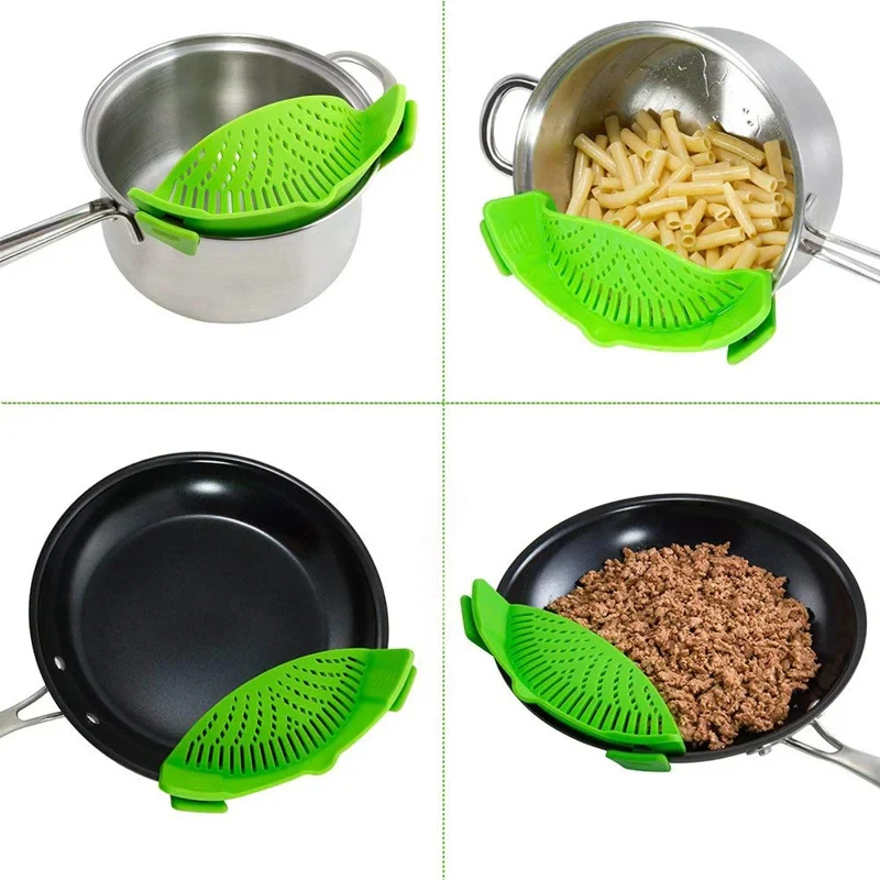 Universal Silicone Pot Pasta Strainer – Clip-On Colander for Easy Draining - Image 2