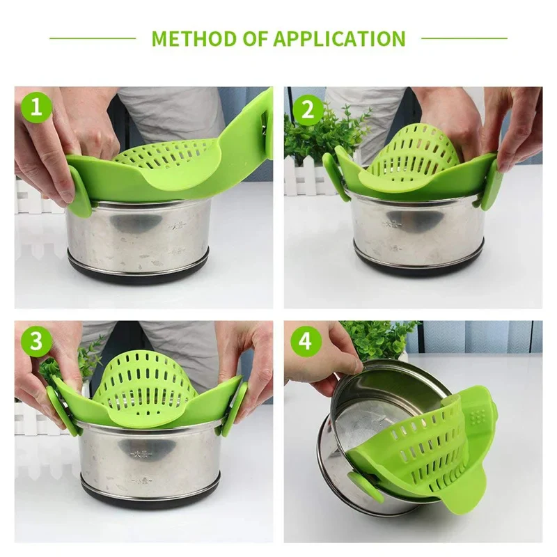 Universal Silicone Pot Pasta Strainer – Clip-On Colander for Easy Draining - Image 4