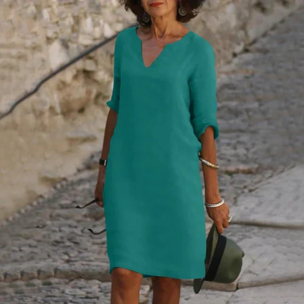 V-Neck Three-Quarter Sleeve Dress - Image 3