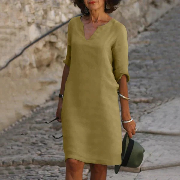 V-Neck Three-Quarter Sleeve Dress - Image 5
