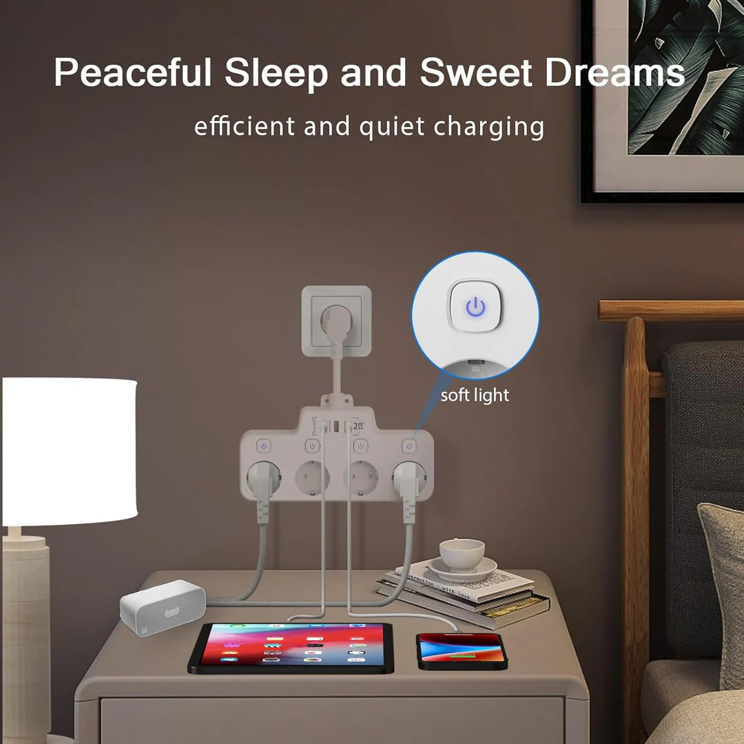 Wall-mounted Power Strip With Independent Switch - 2 USB A And 1 USB C - Image 5