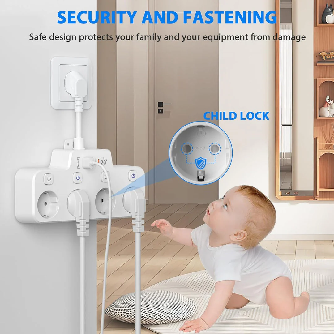 Wall-mounted Power Strip With Independent Switch - 2 USB A And 1 USB C - Image 7