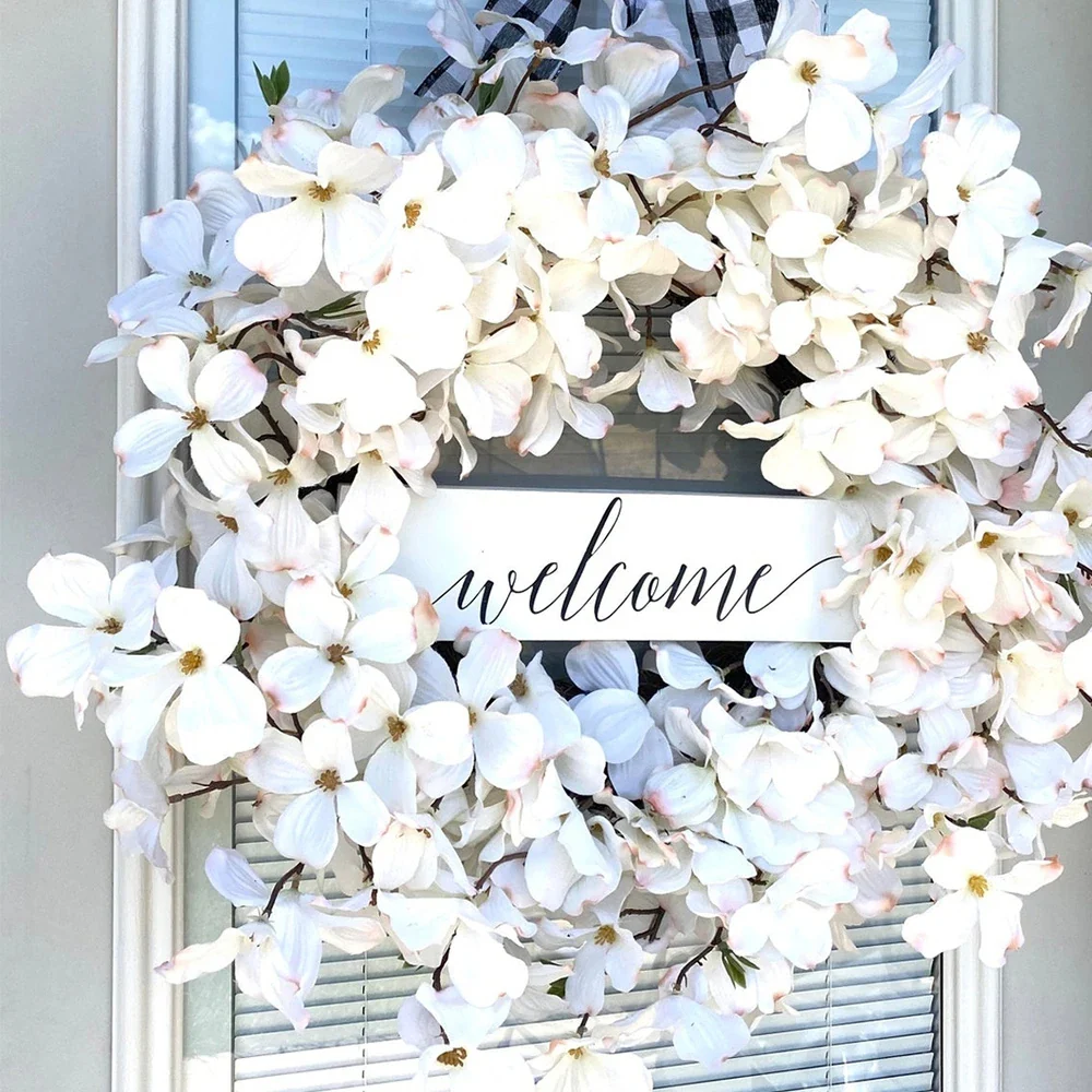 White Dogwood Flower Wreath - Image 3