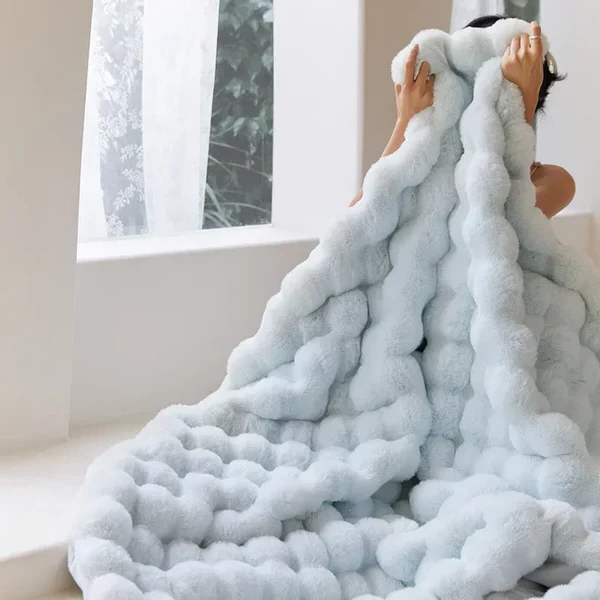 Winter Warm Rabbit Faux Fur Throw Blanket - Image 5