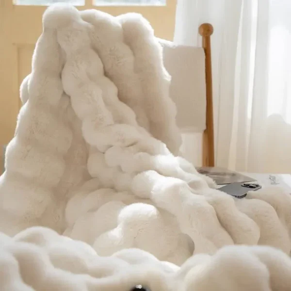 Winter Warm Rabbit Faux Fur Throw Blanket - Image 6