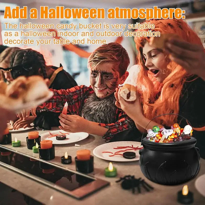 Witch Cauldron Candy Bowl Halloween Decoration Set - Image 2