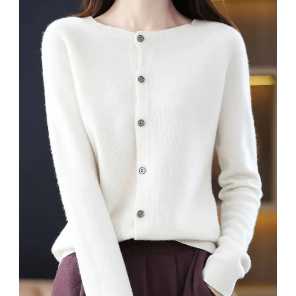 Women's round neck cardigan sweater - Image 5