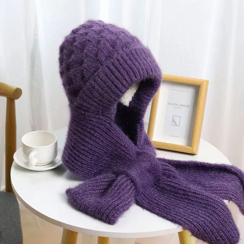 Women's Winter Integrated Ear Protection Windproof Cap Scarf - Image 8