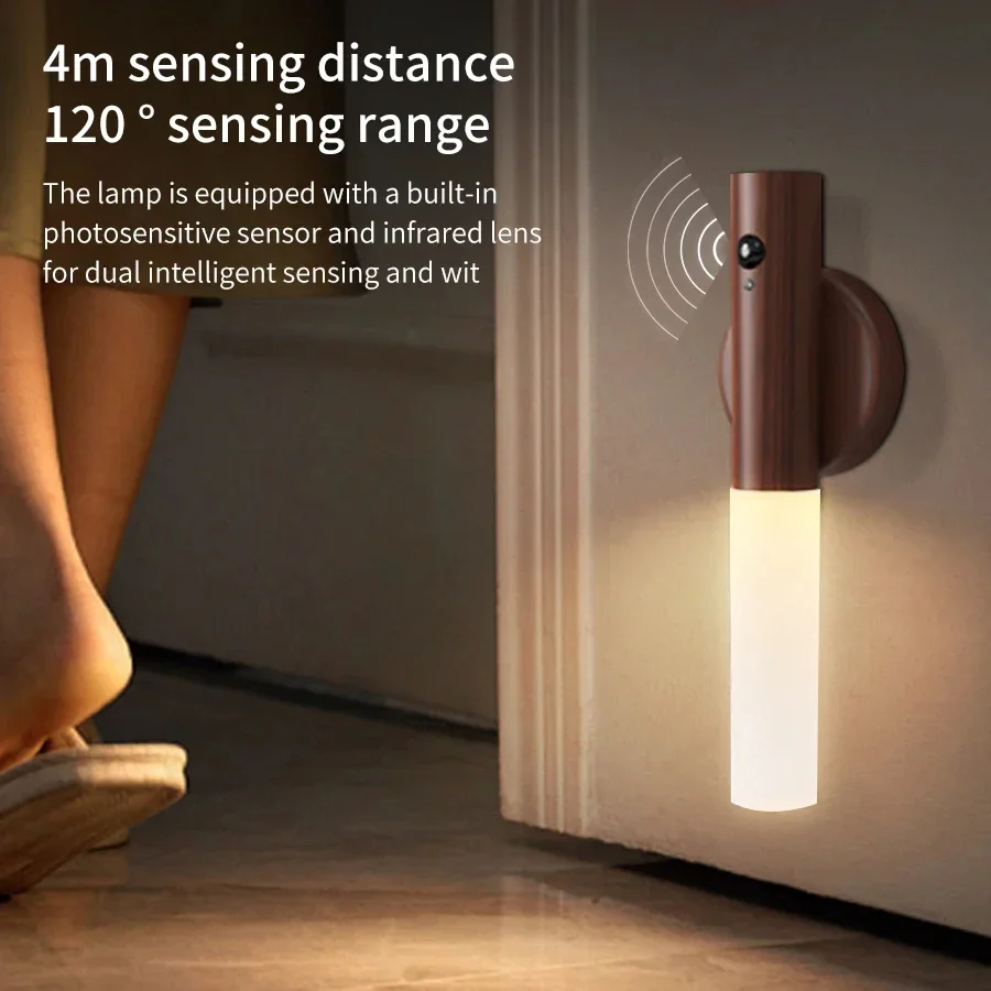 Wood Grain Motion Sensor Night Light with Magnetic Base - Image 5