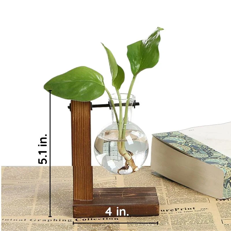 Wooden Frame Hydroponic Plant Vase - Image 2