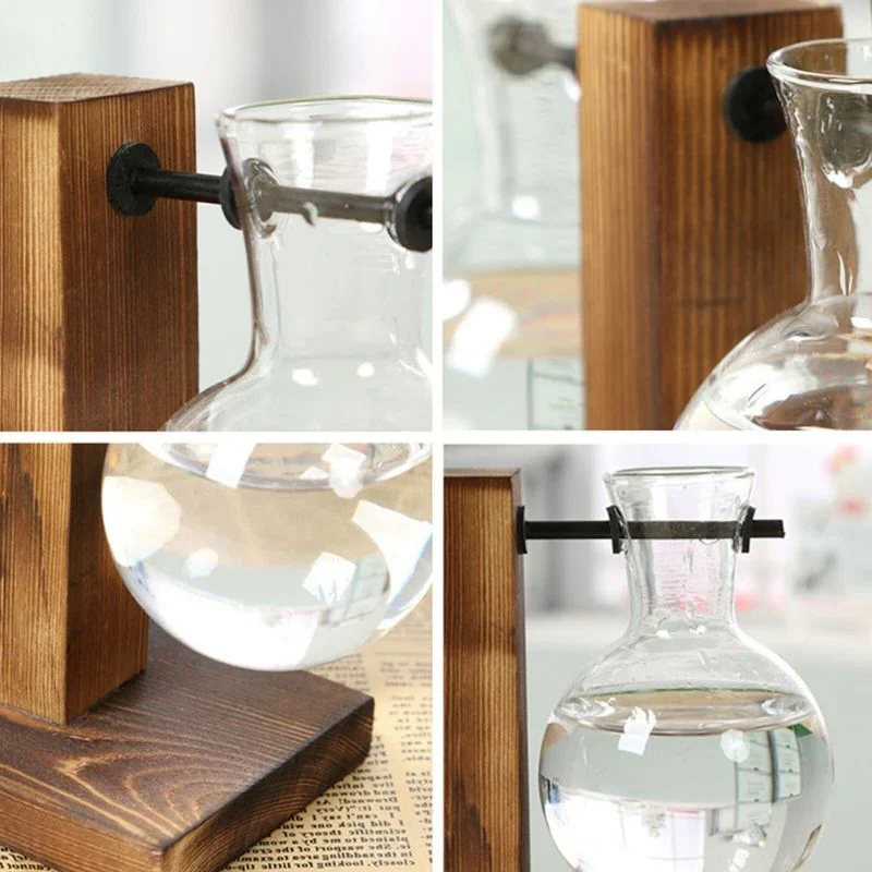 Wooden Frame Hydroponic Plant Vase - Image 5