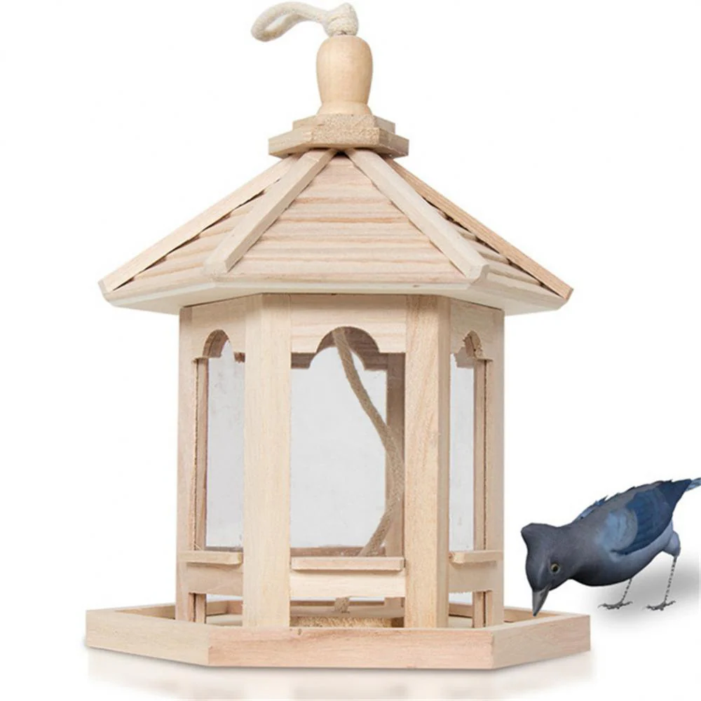 Wooden Transparent Household Bird Feeder - Image 4